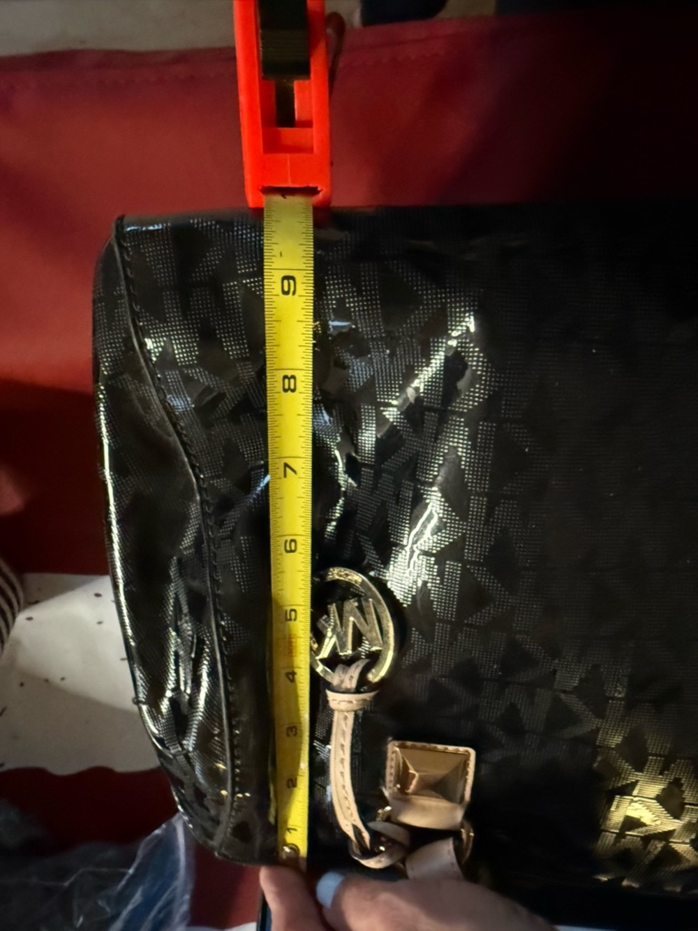 Michael Kors Black Patent MK Monogram Satchel with Matching Wallet - Picture 5 of 8